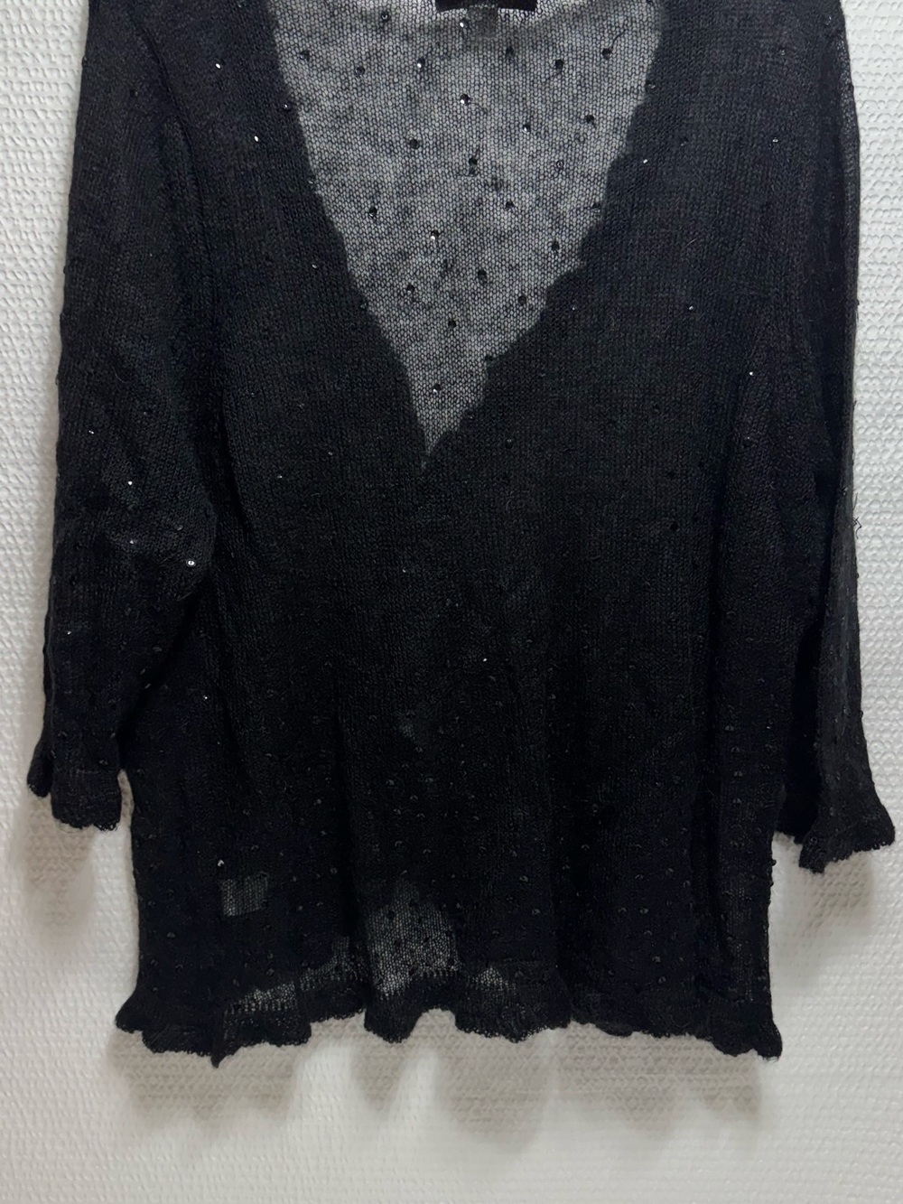 Caslon Black V-Neck Lightweight Women's Sweater open 1X